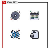 4 Thematic Vector Filledline Flat Colors and Editable Symbols of computer right hardware date file Editable Vector Design Elements