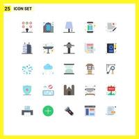 Set of 25 Modern UI Icons Symbols Signs for file payment design online banking lightning Editable Vector Design Elements