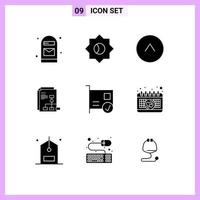 Solid Glyph Pack of 9 Universal Symbols of devices computers circle card invoice Editable Vector Design Elements