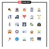 Universal Icon Symbols Group of 25 Modern Flat Colors of electrician user note phone business Editable Vector Design Elements