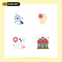 Modern Set of 4 Flat Icons Pictograph of search mind wedding head destination Editable Vector Design Elements