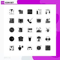 Pack of 25 creative Solid Glyphs of science flasks garden chemistry job website Editable Vector Design Elements