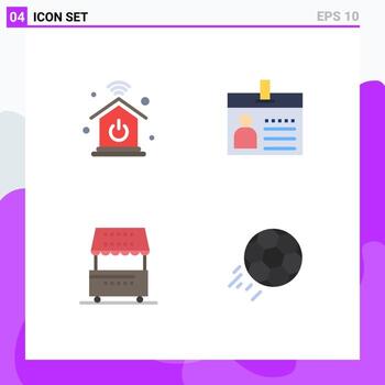 Modern Set of 4 Flat Icons and symbols such as home network drinks badge id kiosk Editable Vector Design Elements