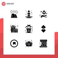 Set of 9 Modern UI Icons Symbols Signs for startup finance festival xmas christmas Editable Vector Design Elements