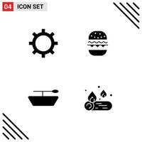 Set of 4 Modern UI Icons Symbols Signs for finance fire food boat 98 Editable Vector Design Elements