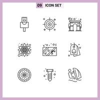 9 Universal Outline Signs Symbols of easter tag gate present box Editable Vector Design Elements