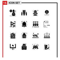 Modern Set of 16 Solid Glyphs and symbols such as people human control hiring find Editable Vector Design Elements