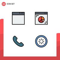 User Interface Pack of 4 Basic Filledline Flat Colors of app buffer graph phone connection Editable Vector Design Elements