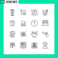 Set of 16 Modern UI Icons Symbols Signs for strawberry plant price tag easter green eco Editable Vector Design Elements