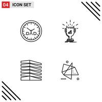 Set of 4 Modern UI Icons Symbols Signs for clock building timepiece win office Editable Vector Design Elements