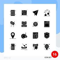 Pictogram Set of 16 Simple Solid Glyphs of keyboard american plane fly bloon Editable Vector Design Elements