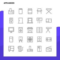 conjunto de iconos de línea de electrodomésticos conjunto 25 iconos diseño de estilo minimalista vectorial conjunto de iconos negros paquete de pictogramas lineales vector