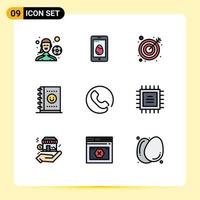 paquete de iconos de vector de stock de 9 signos y símbolos de línea para elementos de diseño de vector editable de oficina de respuesta de flecha de llamada de chip