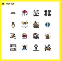 Set of 16 Modern UI Icons Symbols Signs for gesture finger umbrella clothing buttons Editable Creative Vector Design Elements