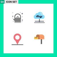 Set of 4 Modern UI Icons Symbols Signs for breakfast letter box share data mail box Editable Vector Design Elements