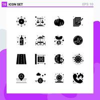 Set of 16 Modern UI Icons Symbols Signs for table bottle food alcohol arts Editable Vector Design Elements