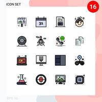 Modern Set of 16 Flat Color Filled Lines and symbols such as devices cam media new child Editable Creative Vector Design Elements