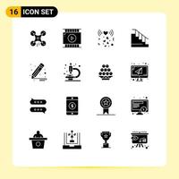 16 Creative Icons Modern Signs and Symbols of design stair heart home construction Editable Vector Design Elements