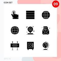 9 Universal Solid Glyph Signs Symbols of email location school pin google Editable Vector Design Elements