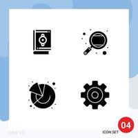 Solid Glyph Pack of 4 Universal Symbols of islam chart ramadan research graph Editable Vector Design Elements