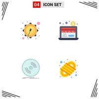 Modern Set of 4 Flat Icons and symbols such as corps record economy disc camping rope Editable Vector Design Elements