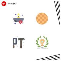 4 User Interface Flat Icon Pack of modern Signs and Symbols of aromatic engineer flower waffle hammer Editable Vector Design Elements