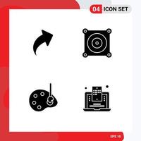 User Interface Pack of 4 Basic Solid Glyphs of arrow edit electric art blogger Editable Vector Design Elements