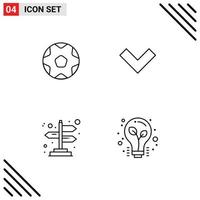 paquete de 4 colores planos creativos de línea de relleno de direcciones de fútbol elementos de diseño vectorial editables de contraluz de fútbol vector