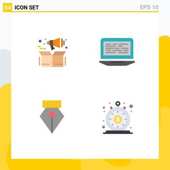 Flat Icon Pack of 4 Universal Symbols of management editor box code photo Editable Vector Design Elements