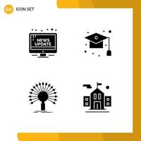 Solid Glyph Pack of 4 Universal Symbols of campaign study public education information Editable Vector Design Elements