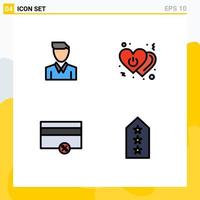 Editable Vector Line Pack of 4 Simple Filledline Flat Colors of account switch person love money Editable Vector Design Elements