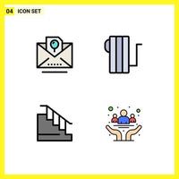 Set of 4 Modern UI Icons Symbols Signs for envelope down party heat stair Editable Vector Design Elements