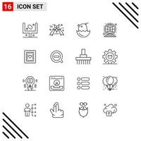 16 Thematic Vector Outlines and Editable Symbols of cookies market place chicken worldwide earth Editable Vector Design Elements