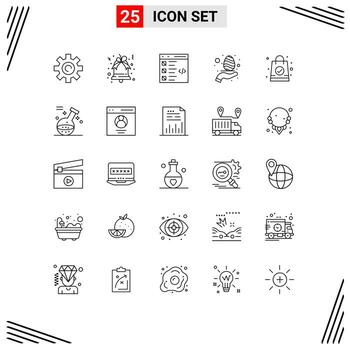conjunto de pictogramas de 25 líneas simples de codificación de cuidado de bolsas elementos de diseño vectorial editables de huevo natural vector