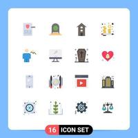 Group of 16 Modern Flat Colors Set for management coins new budget shops Editable Pack of Creative Vector Design Elements