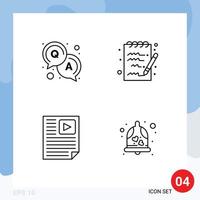 4 Universal Line Signs Symbols of answer report document data bell Editable Vector Design Elements