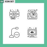 conjunto de línea de interfaz móvil de 4 pictogramas de dispositivos de conexión etiqueta venta hardware elementos de diseño vectorial editables vector