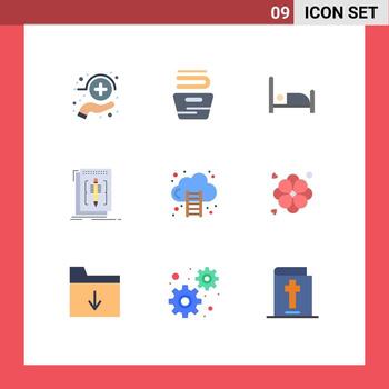 paquete de 9 colores planos creativos del programa de finanzas idioma del hospital editar elementos de diseño vectorial editables vector