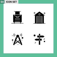 4 Creative Icons Modern Signs and Symbols of baggage internet building real wifi Editable Vector Design Elements