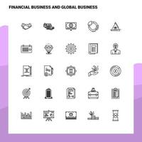 conjunto de negocios financieros y línea de negocios global conjunto de iconos 25 iconos diseño de estilo minimalista vectorial conjunto de iconos negros paquete de pictogramas lineales vector