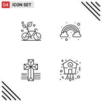 Group of 4 Filledline Flat Colors Signs and Symbols for cycle cross plant rainbow christmas Editable Vector Design Elements