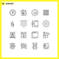 Set of 16 Modern UI Icons Symbols Signs for mouse code learning office learning weather Editable Vector Design Elements