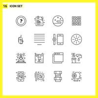 Set of 16 Modern UI Icons Symbols Signs for mouse code learning office learning weather Editable Vector Design Elements