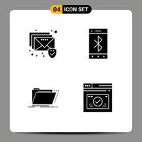 Pack of Modern Solid Glyphs Signs and Symbols for Web Print Media such as email directory bluetooth wireless folder Editable Vector Design Elements
