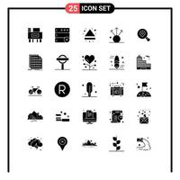 Modern Set of 25 Solid Glyphs and symbols such as binary map multimedia search share Editable Vector Design Elements