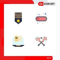 Modern Set of 4 Flat Icons and symbols such as badge computer stripe switch hardware Editable Vector Design Elements