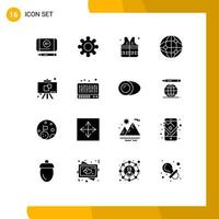 Modern Set of 16 Solid Glyphs and symbols such as sound mixer park school chalkboard Editable Vector Design Elements