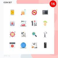 16 Flat Color concept for Websites Mobile and Apps management song fire player audio Editable Pack of Creative Vector Design Elements