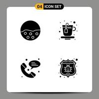 4 Universal Solid Glyph Signs Symbols of pigment phone skin drink antivirus Editable Vector Design Elements