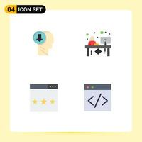 4 Universal Flat Icons Set for Web and Mobile Applications arrow reception knowledge counter media Editable Vector Design Elements